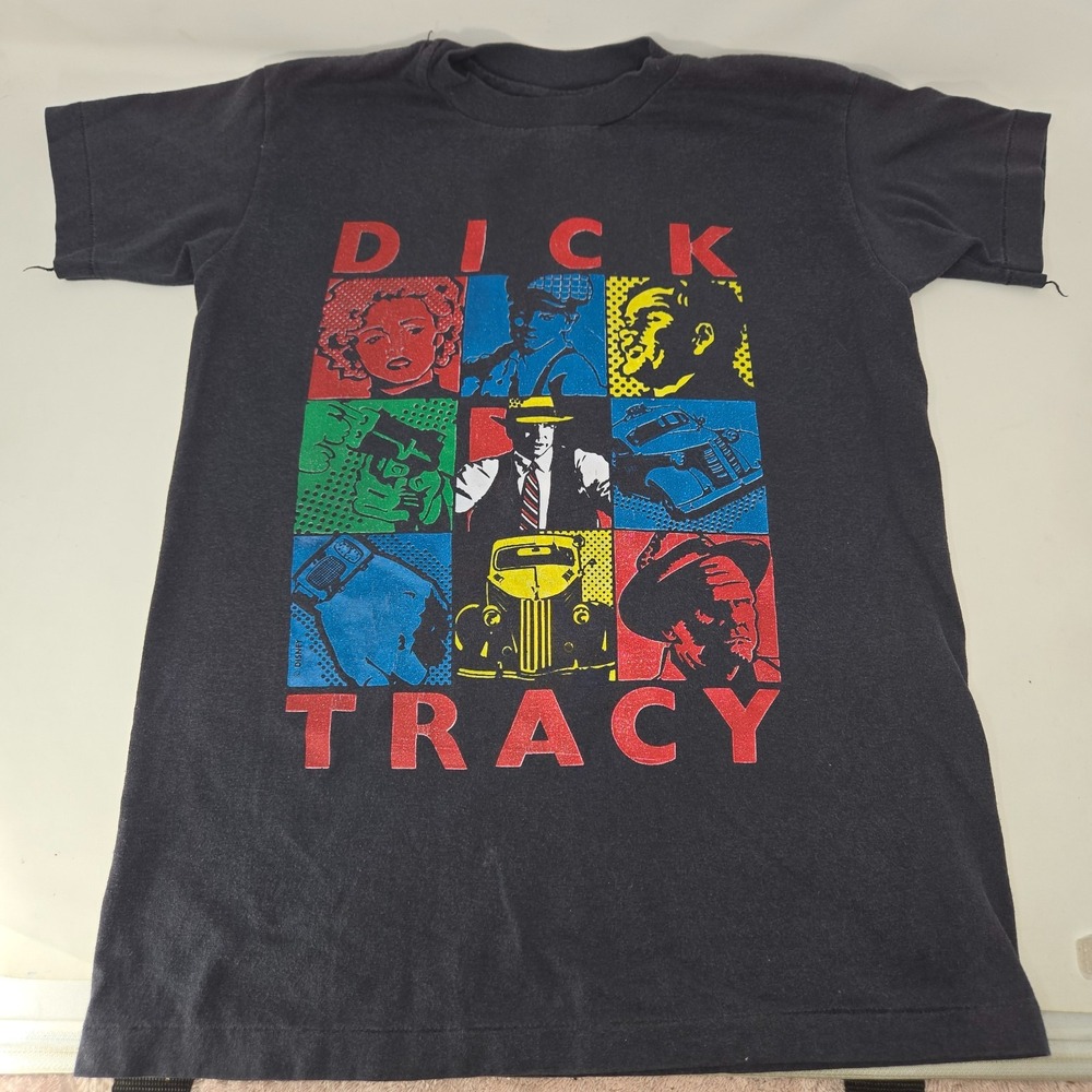 Dick Tracy Graphic T-Shirt Youth Size 14/16 Vintage 1990 Black Size Hanes Large
